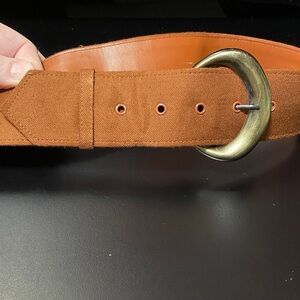 Vintage plus size 47” long x 2” wide copper Belt with Brass Buckle
